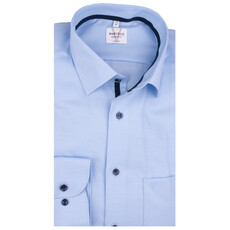 MarVelis MarVelis strijkvrij overhemd  fijn twill blue met contrast Modern Fit, New Kent kraag