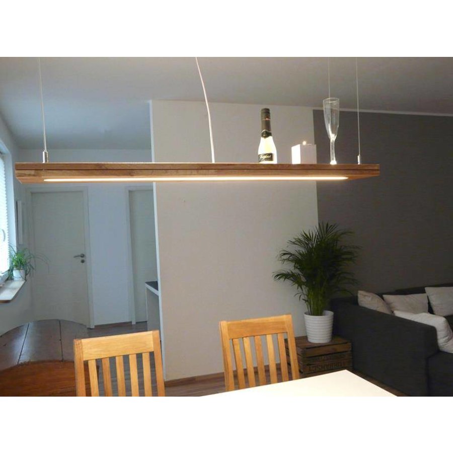 Hängelampe Holz Eiche geölt mit Ober und Unterlicht-3