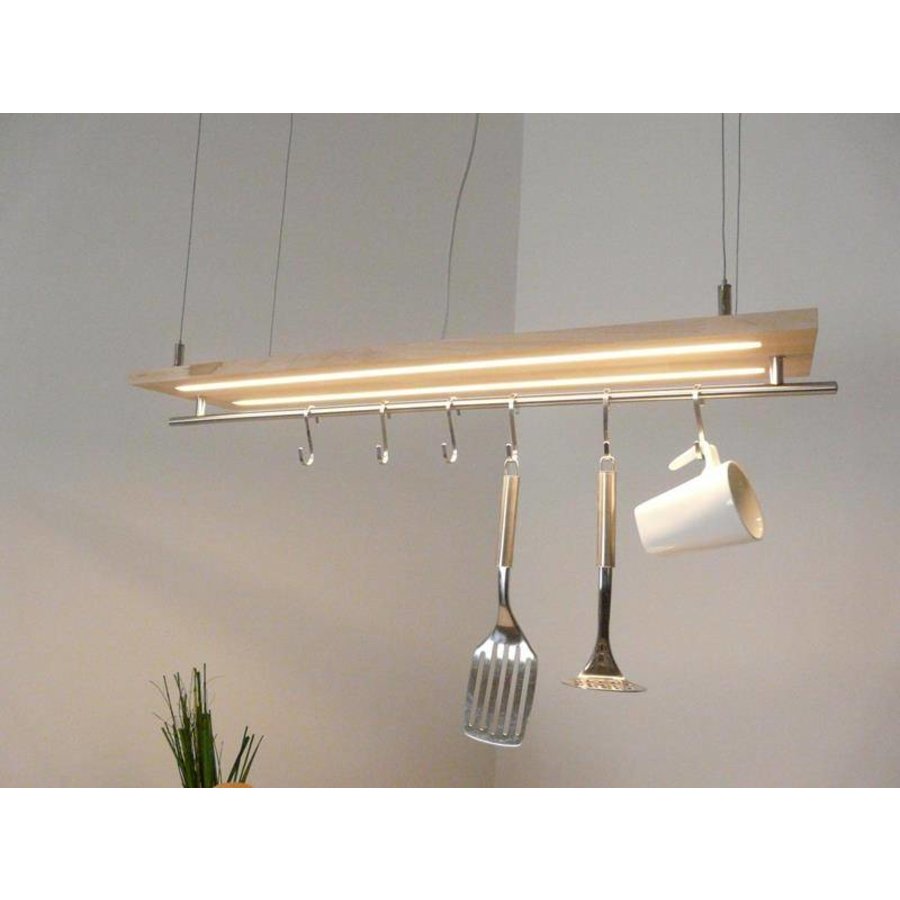 Hängeleuchte Küchenlampe Holz Buche Doppel Led Zeile-2