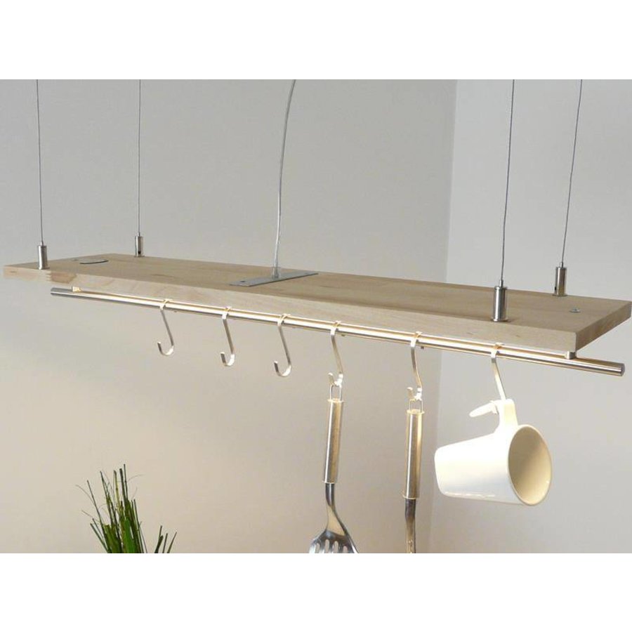Hängeleuchte Küchenlampe Holz Buche Doppel Led Zeile-3