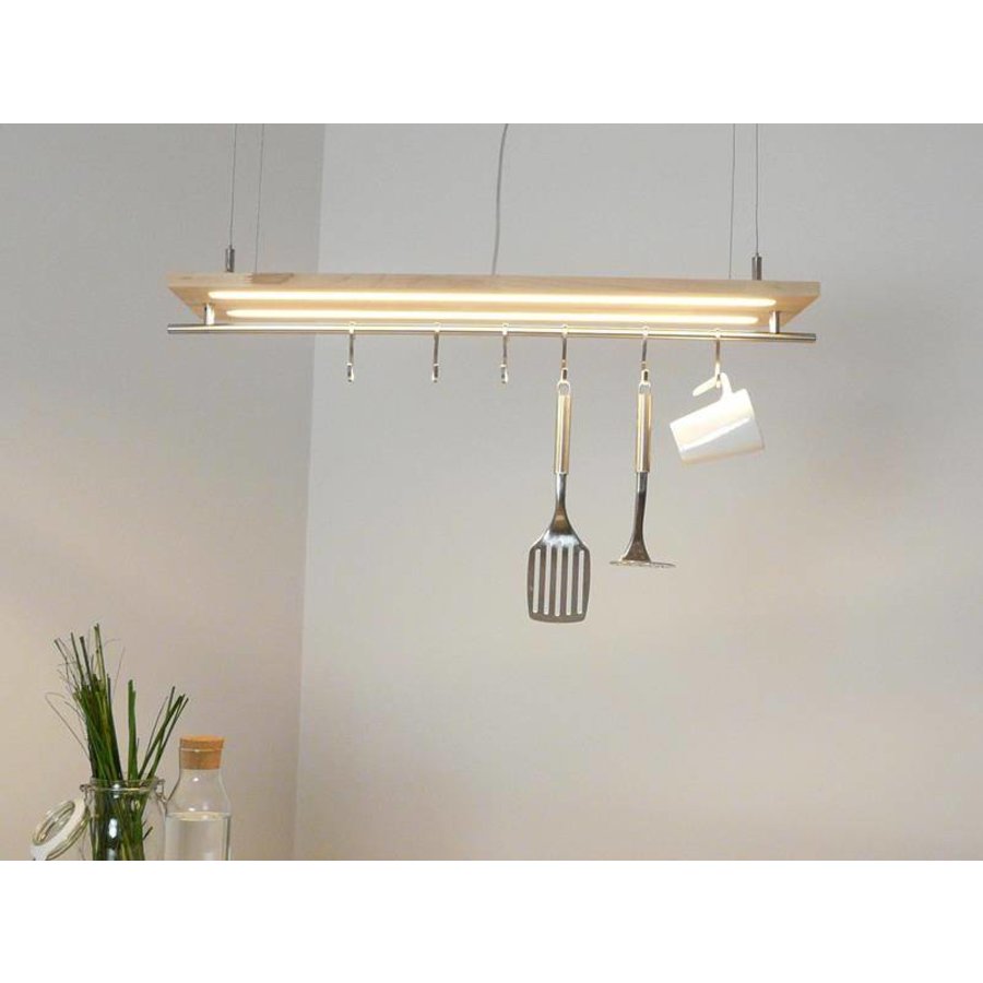 Hängeleuchte Küchenlampe Holz Buche Doppel Led Zeile-4