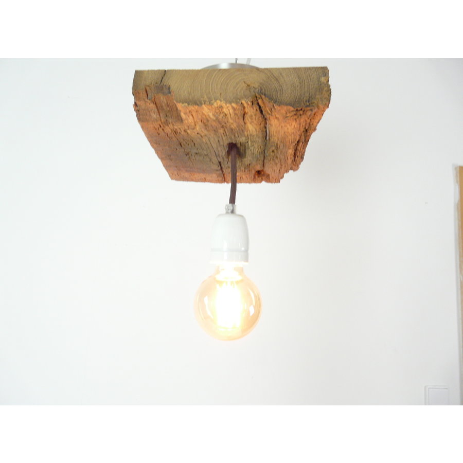 Deckenlampe aus rustikalen  Eichenholz-4