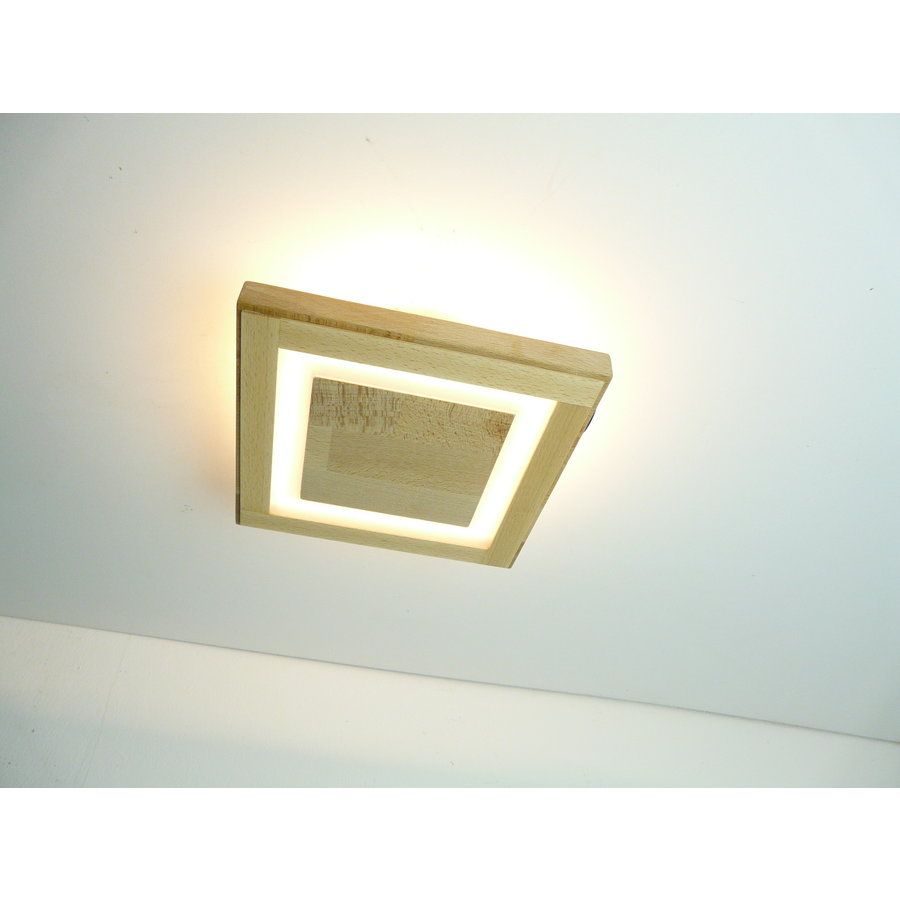 LED Deckenleuchte Holz Buche  20 x 20 cm   mit indirektem Licht-4