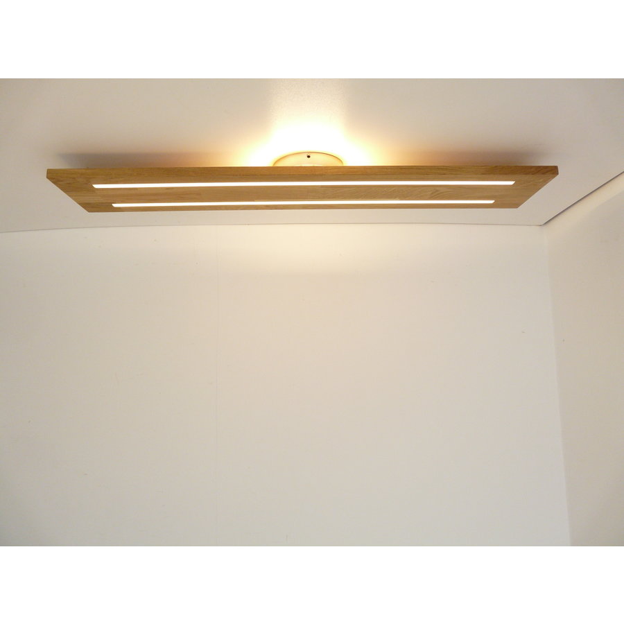 Neu - Deckenleuchte Holz Eiche 100 cm mit indirektem Licht-3