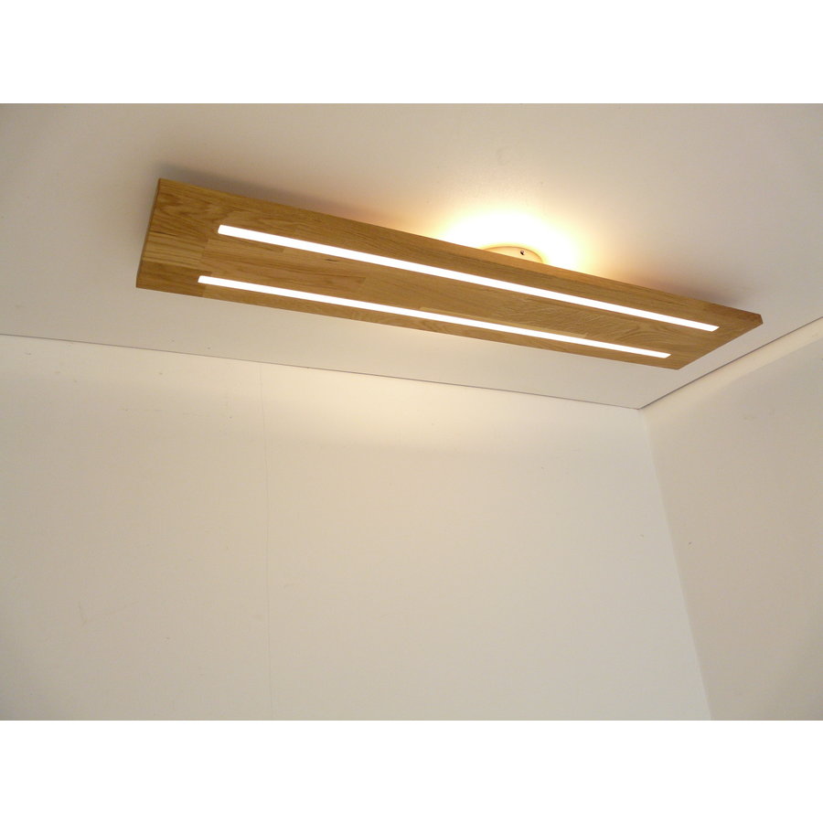 Neu - Deckenleuchte Holz Eiche 100 cm mit indirektem Licht-5