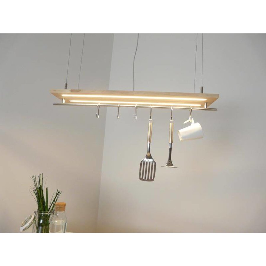 Hängeleuchte Küchenlampe Holz Eiche Doppel Led Zeile-1