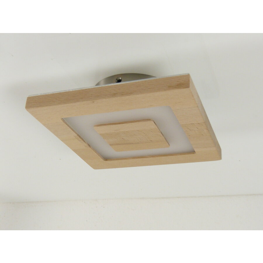 kleine LED Deckenleuchte Holz Buche  20 x 20 cm-6