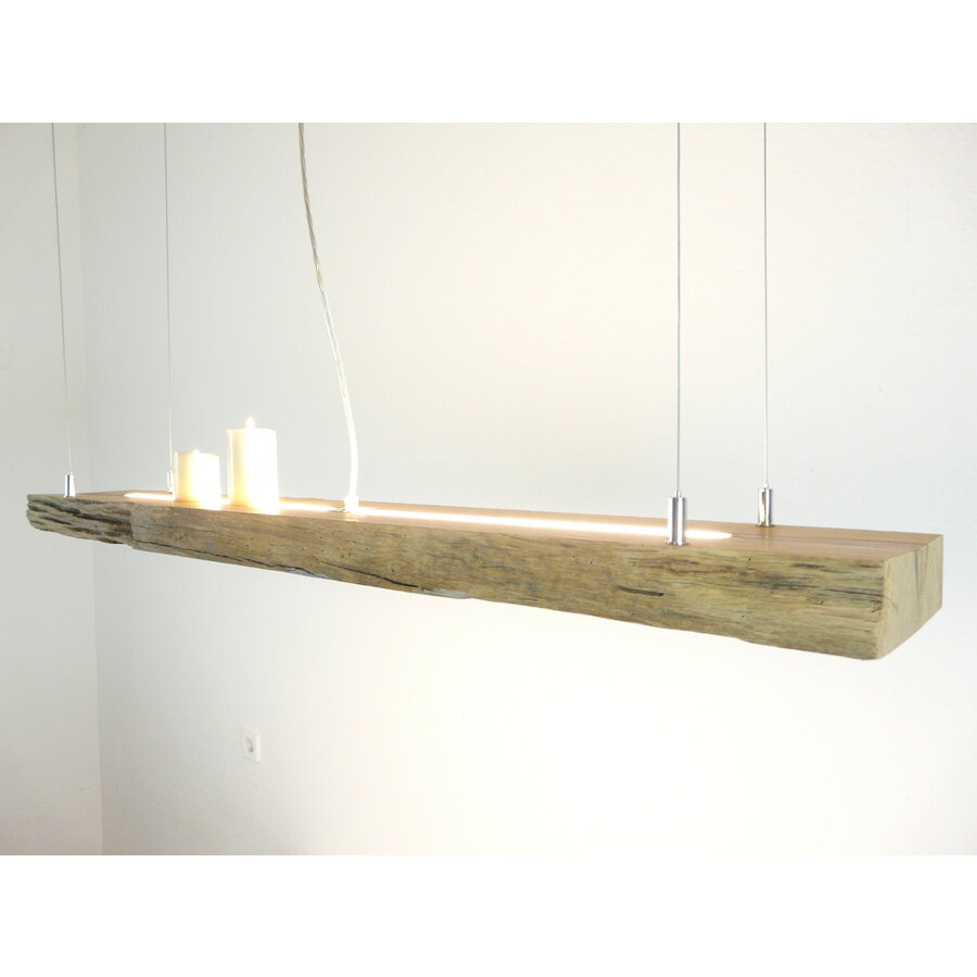 rustikale LED Lampe Hängeleuchte Antikbalken Holz Eiche-4