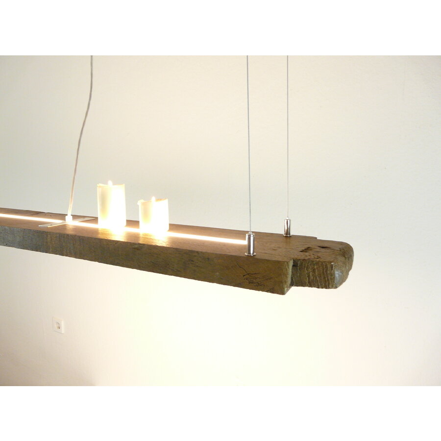 rustikale LED Lampe Hängeleuchte Antikbalken Holz Eiche-1