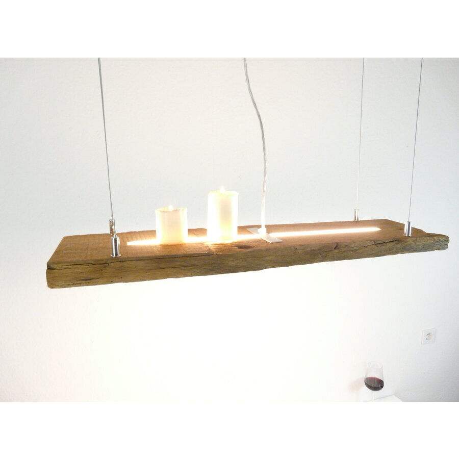 kleine rustikale LED Lampe Hängeleuchte Antikbalken Holz Eiche-2