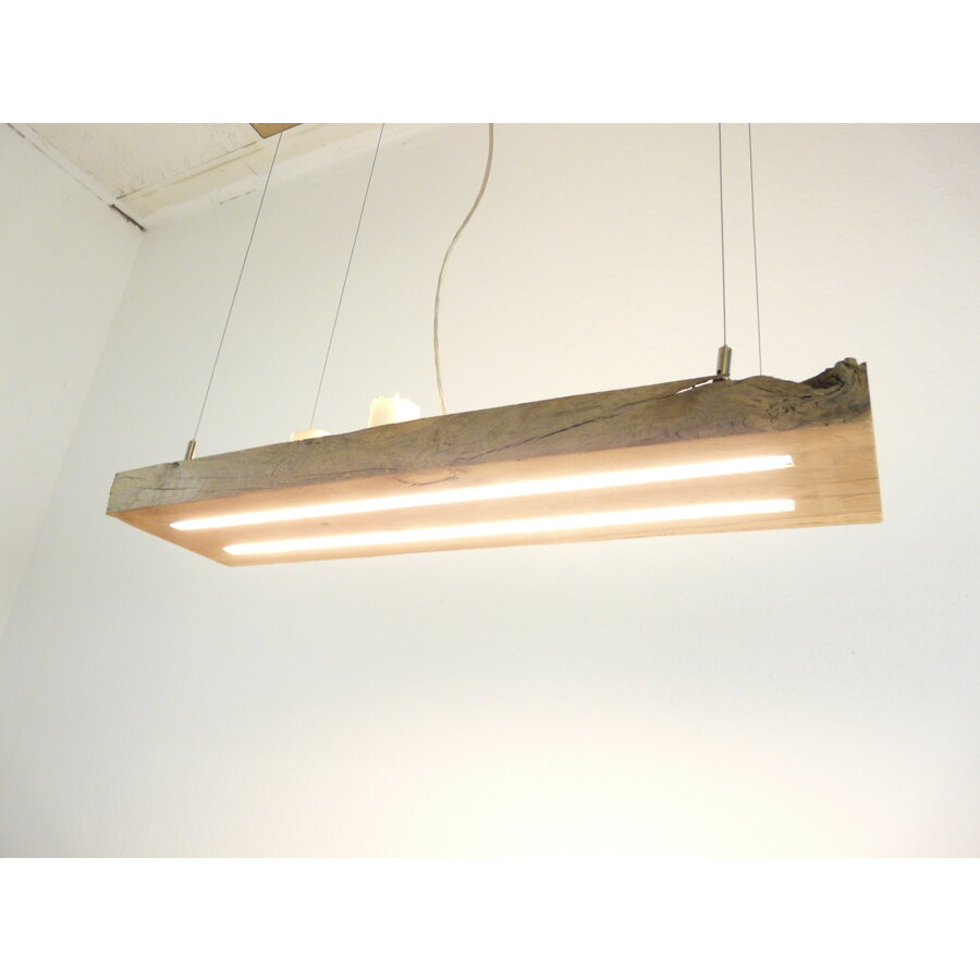 rustikale LED Lampe Hängeleuchte Antikbalken Holz Eiche-1