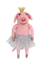 Gisela Graham Wool Mix Pink Ballerina Pig Dec