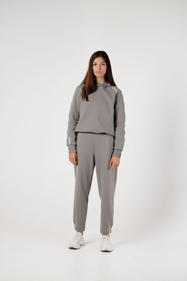 Grey Ruched Cropped Hoodie And Jogger Set - Kallie – Storm Desire