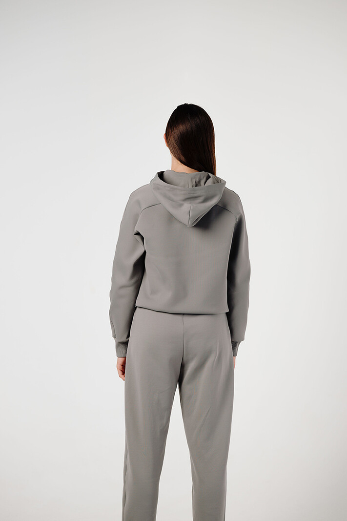 Grey Ruched Cropped Hoodie And Jogger Set - Kallie – Storm Desire