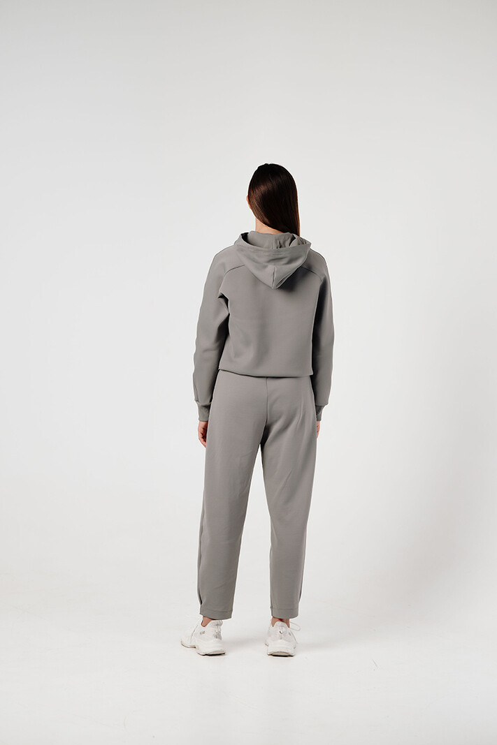 Grey Ruched Cropped Hoodie And Jogger Set - Kallie – Storm Desire