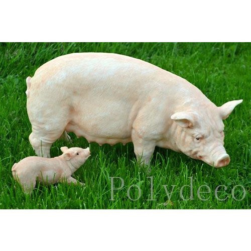Polydeco Polystone varken met jong Polydeco Polystone varken met jong