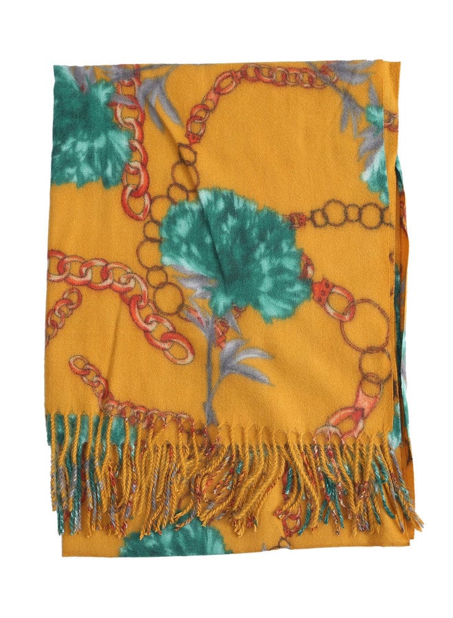 Sjaal bloemen-kettingen geel