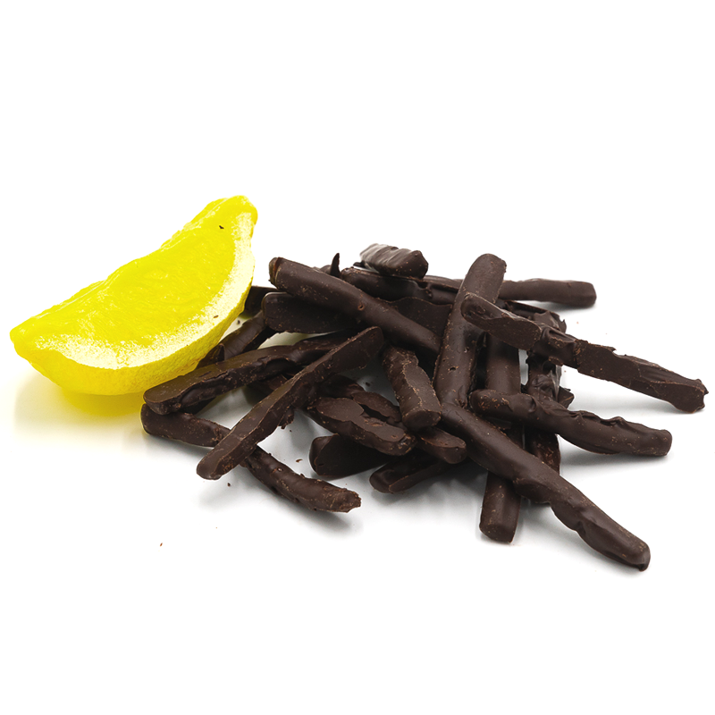 Lemon candied sticks (dark chocolate) 100Grs