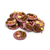 The Belgian Chocolate Makers Mendiants ruby with pecan nuts, hazelnuts, pistachios and papaya 150 Grs The Belgian Chocolate Makers Mendiants ruby with pecan nuts, hazelnuts, pistachios and papaya 150 Grs