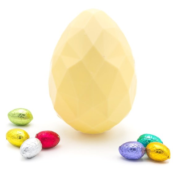 Splash yellow/green Easter egg with small eggs (dark chocolate) 420 Gr -  The Belgian Chocolate Makers