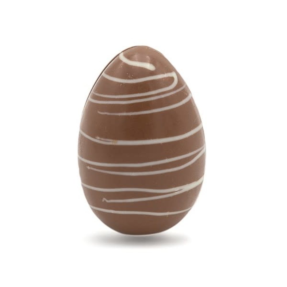 Easter striped egg (milk chocolate) - The Belgian Chocolate Makers