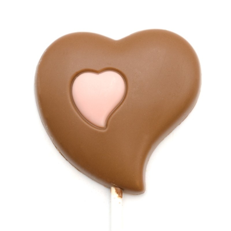 Lollipop heart milk chocolate (pink) 25 Grs Lollipop heart milk chocolate (pink) 25 Grs