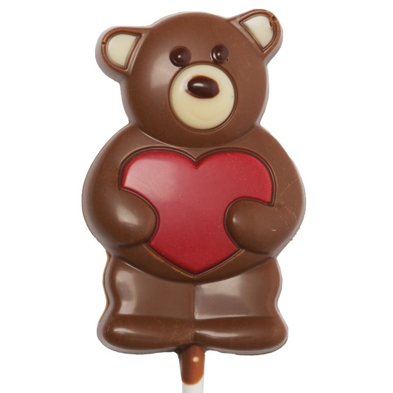 Lollipop bear red (milk chocolate) 20 Grs