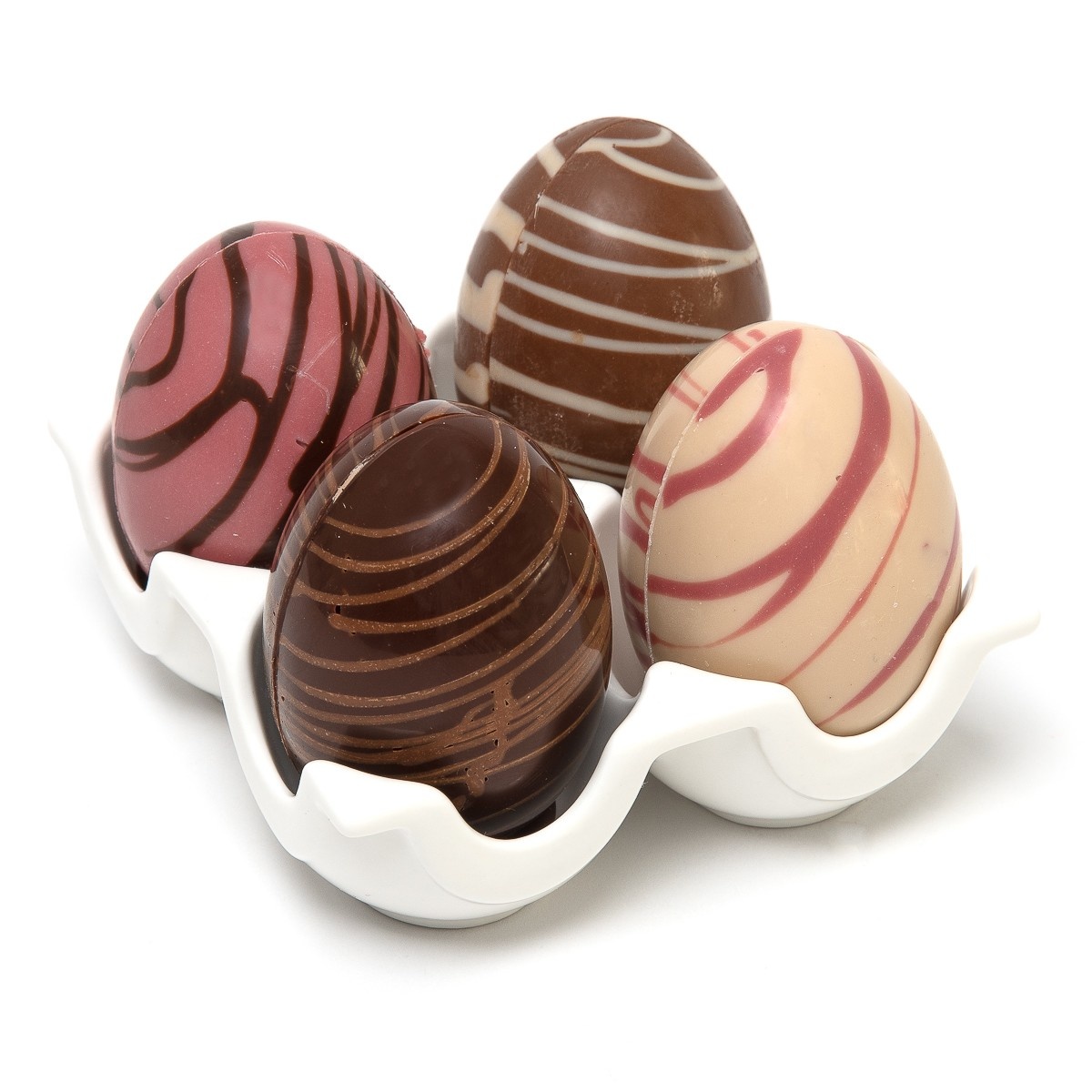 Ceramic egg cup with chocolate eggs 4 x 30 Grs Ceramic egg cup with chocolate eggs 4 x 30 Grs