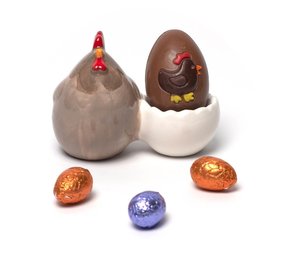 Easter striped egg (milk chocolate) - The Belgian Chocolate Makers