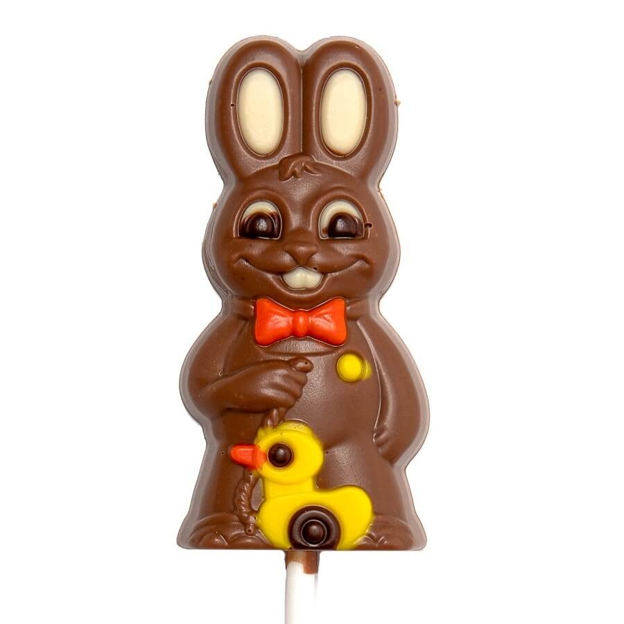 Lollipop bunny with duck (milk chocolate) 20 Grs Lollipop bunny with duck (milk chocolate) 20 Grs