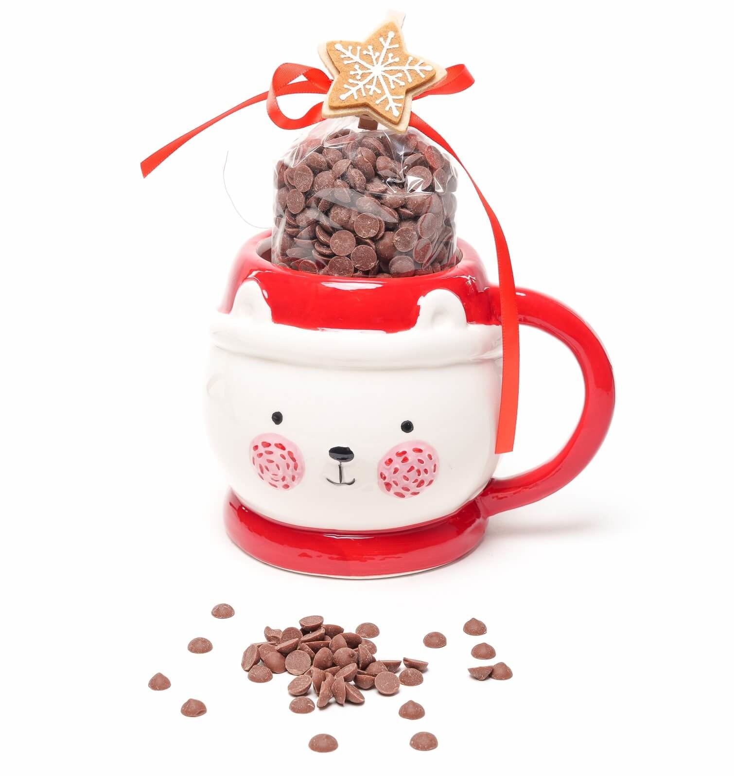 Hot milk chocolate in Christmas mug (winter cat) 200 Grs Hot milk chocolate in Christmas mug (winter cat) 200 Grs