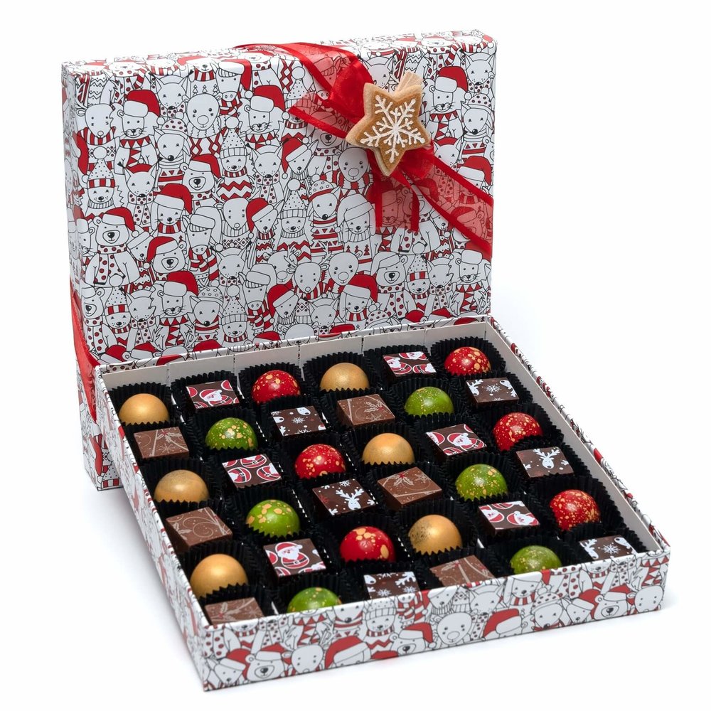 The Belgian Chocolate Makers Christmas box of 36 belgian pralines 540 Grs The Belgian Chocolate Makers Christmas box of 36 belgian pralines 540 Grs