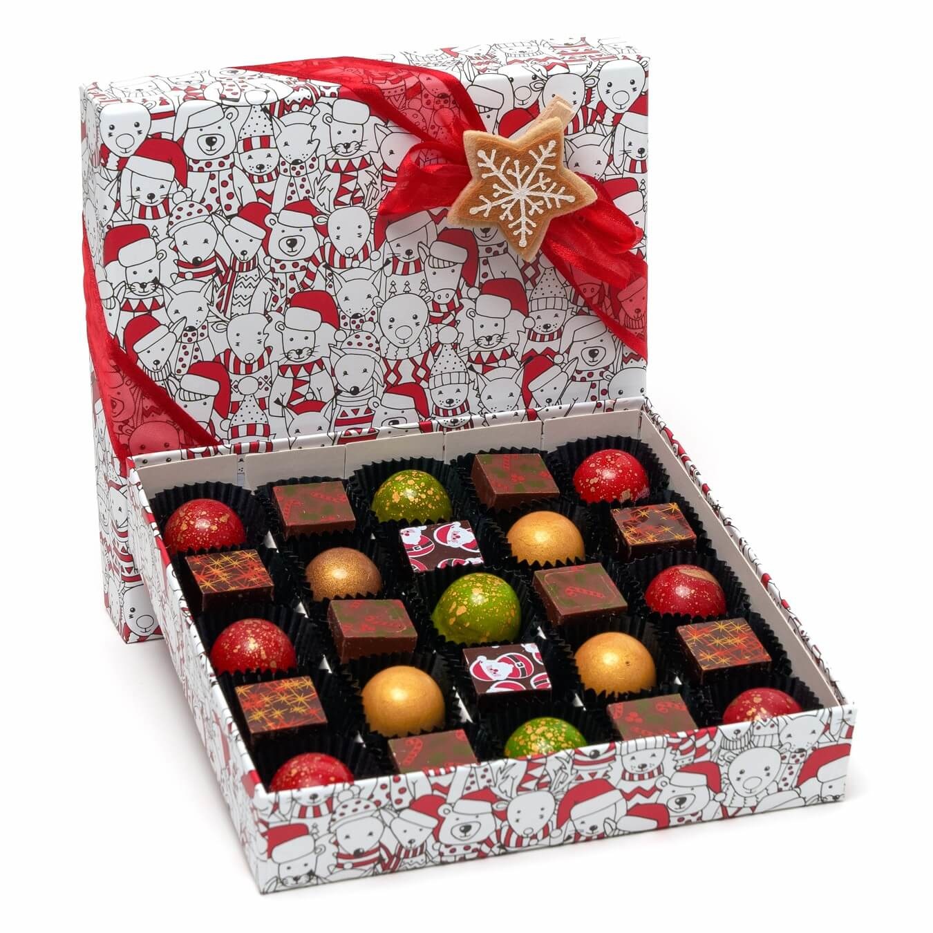 Christmas box of 25 belgian pralines 375 Grs Christmas box of 25 belgian pralines 375 Grs