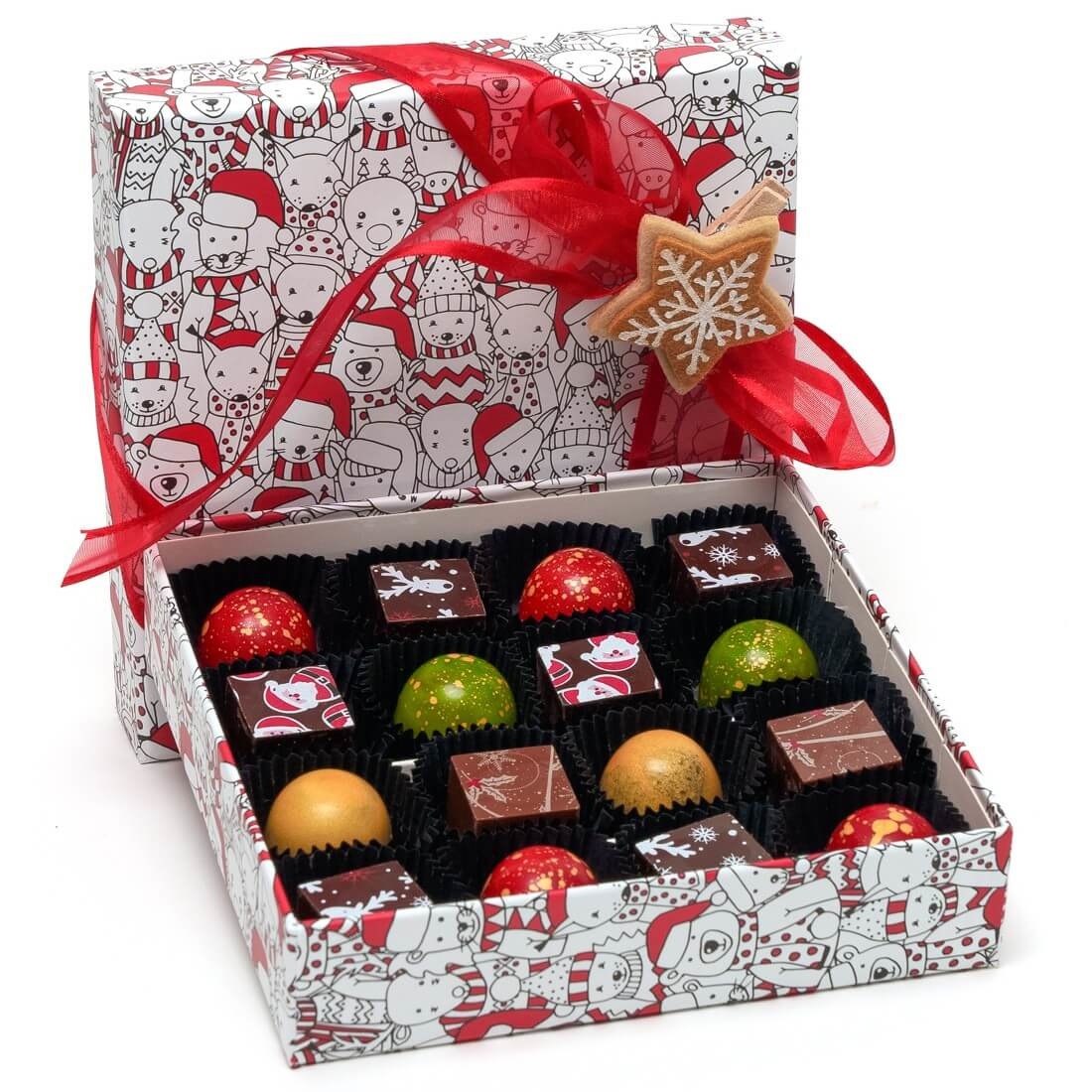 Christmas box of 16 belgian pralines 240 Grs Christmas box of 16 belgian pralines 240 Grs