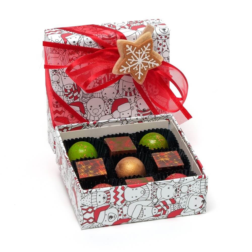 Christmas box of 9 belgian pralines 135 Grs Christmas box of 9 belgian pralines 135 Grs