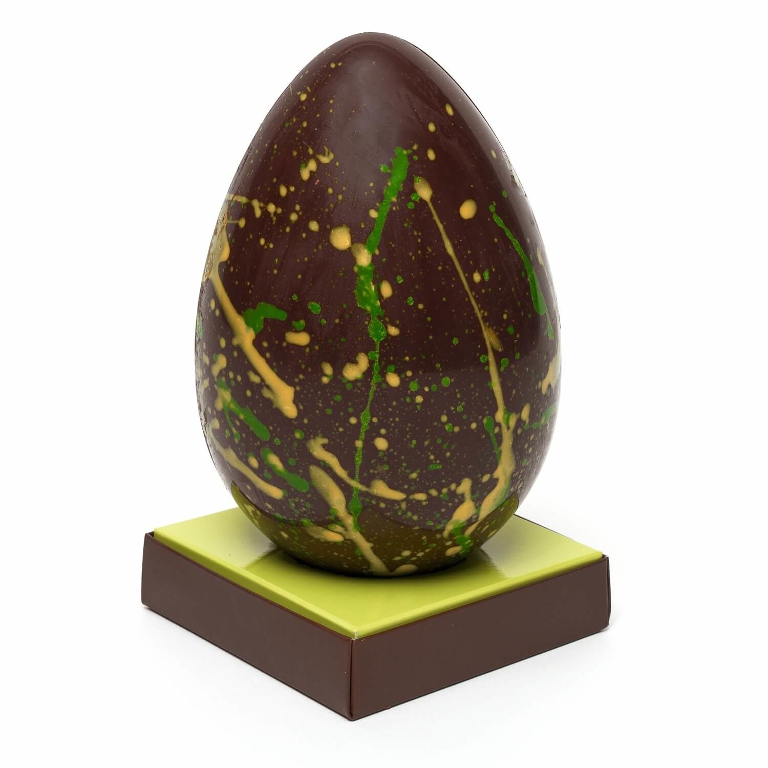 Splash yellow/green Easter egg with small eggs (dark chocolate) 420 Gr -  The Belgian Chocolate Makers