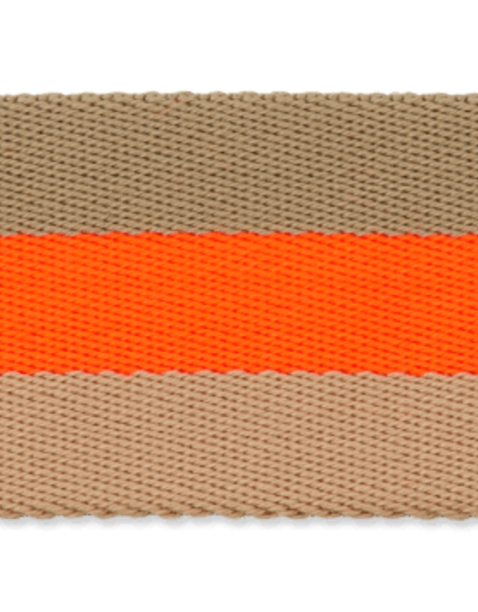 Tassenband bruin fluo oranje 40mm