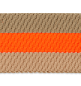 Tassenband bruin flut oranje 40mm
