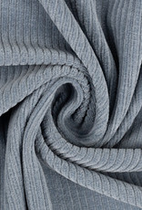 Ribfluweel tricot grijsblauw