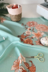 Bohélie fabrics Garden turquoise viscose