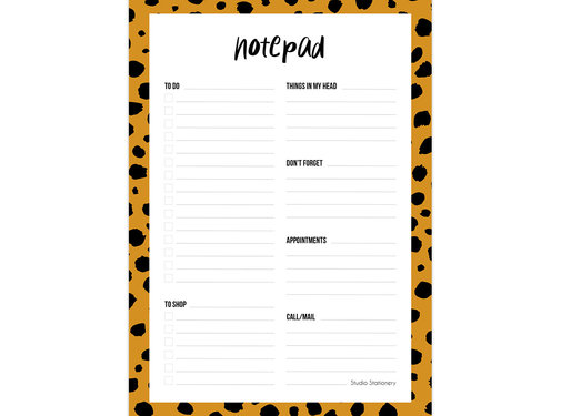 Studio Stationery Notepad Cheeta