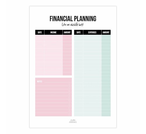 Studio Stationery Noteblock Financial Planning