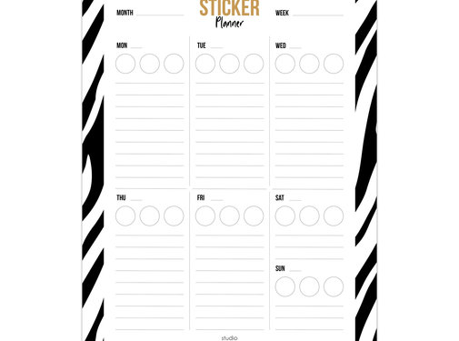 Studio Stationery Noteblock Sticker Planner Zebra