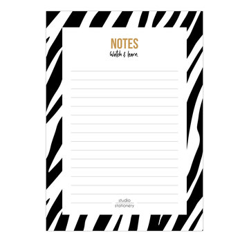 Studio Stationery Noteblock Zebra Black & White