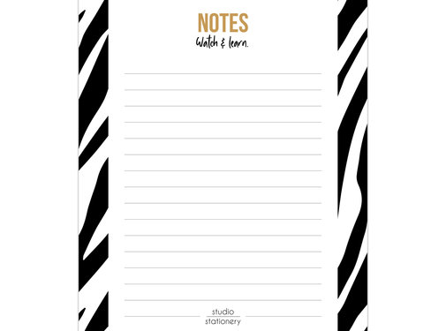 Studio Stationery Noteblock Zebra Black & White