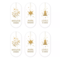 Kerst Cadeaustickers - Wit/Goud - 6 Stuks