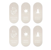 Kerst Cadeaustickers - Champagne - 6 Stuks