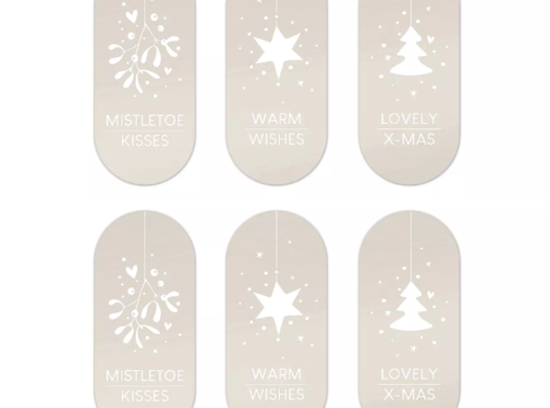 Kerst Cadeaustickers - Champagne - 6 Stuks