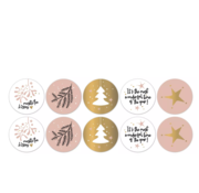 Kerst Cadeaustickers Rond - Warm - 10 Stuks