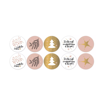 Kerst Cadeaustickers Rond - Warm - 10 Stuks